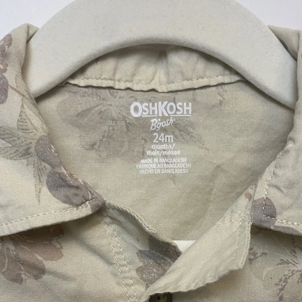 OshKosh B'gosh Beige Floral Button Down Shirt